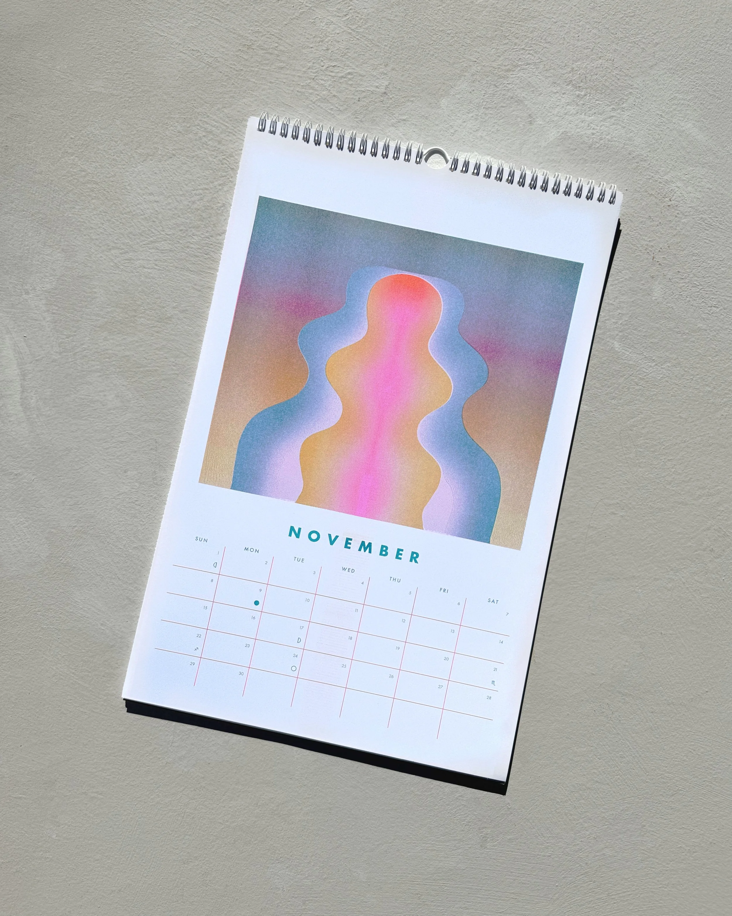 opnner Risograph Calendar 2026 Risotto Studio 2026 A3 Risograph